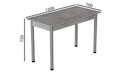 Стіл кухонний Ferrum-decor Беніта 75x120x70 Сірий ДСП Бетон 16мм (FRD-105568) - мініатюра 4