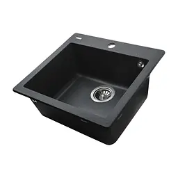 Гранітна мийка Globus Lux AOSTA графiт 490x455мм-А0001 - мініатюра 4