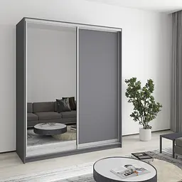 Шафа-купе дводверна MebelStar Стандарт AL ДСП/Дзеркало 170x45x210 см Антрацит (MBS-2367)