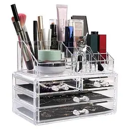 Органайзер для зберігання косметики 4DRAWER Акриловий прозорий настільний ящик - бокс для косметики та біжутерії - мініатюра 4