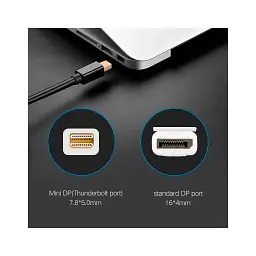 Кабель мультимедійний miniDisplayPort M to DisplayPort M 1.5m MD105 black Ugreen (10477) - мініатюра 3