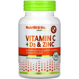 Вітаміни Nutribiotic Vitamin C+D3 & Zinc 100 caps (1086-2022-10-3008)