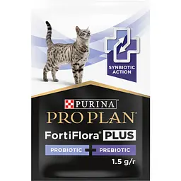 Пробіотик з пребіотиком для дорослих котів та кошенят Purina Pro Plan FortiFlora Plus для підтримання нормальної міклофлори кишечника 45 г (30 x 1.5 г) - мініатюра 3
