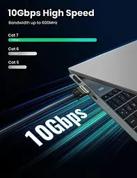 Патч корд Ugreen мережевий кабель Ethernet RJ45 Cat 7 10 Гбіт/с 600 МГц 2м Black (NW106) - мініатюра 2