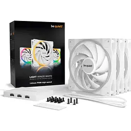 Комплект вентиляторів Be quiet! Light Wings White 140mm PWM high-speed, в комплекті 3 шт. (BL103) - мініатюра 5