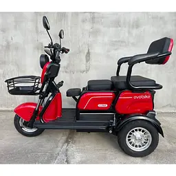 Електроскутер триколісний EVOBIKE Luna TRIO PRO 1200W 60V 20Ah (2026) зі знімним графеновим акумулятором та пасажирським сидінням | Червоний - мініатюра 2