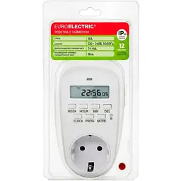 Розетка Euroelectric з таймером електронна (ST-16A/3,60kW€))