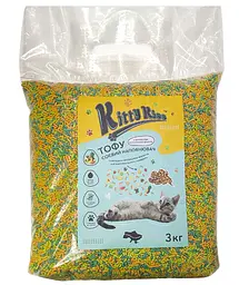 Наповнювач для котячого туалету Kitty Kiss Tofu соєвий тофу з ароматом екзотичних фруктів 3 кг KK8320