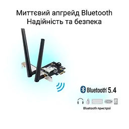 Адаптер Asus PCE-BE6500 WiFi 7 + Bluetooth 5.4 до 2882 Mbps 2 зовнішні антени - мініатюра 8