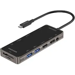 USB-хаб Promate PrimeHub-Pro USB-C PD/HDMI/VGA/2xUSB 3.0/2xUSB 2.0/RJ45/SD/MicroSD/AUX 3.5 мм Grey (primehub-pro.grey)