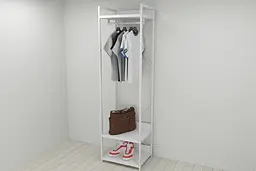 Шафа Гардероб Уні секція 1 серії Конект Ferrum-decor 220x60x50см Білий метал ДСП Білий 32 мм (FRD-104507)