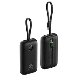 Внешний аккумулятор VEGER 10000 mAh with built-in cables C/ Lightning PD QC3.0 35W K1 (W1188) черный