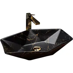 Умивальник Rea Vegas marble black mat накладний чорний REA-U0994, Чорний матовий