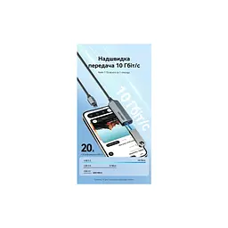 Концентратор Vention USB-C M to USB 3.2 AF + USB-C F PD 100W 10Gbps 0,15m gray (CCAHB) - мініатюра 3