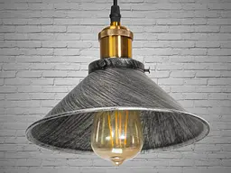 Світильник підвісний Diasha 6855-210-BK-SV Loft, 1xE27, 40W, регулювання висоти, діаметр 21 см, металевий, сучасний стиль для дому - мініатюра 2
