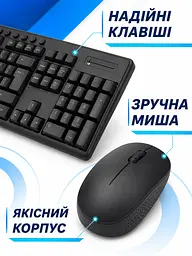 Бездротовий комплект клавіатура та миша 2.4 ГГц із USB-ресивером, повнорозмірна клавіатура з цифровим блоком, чорний (49676112) - мініатюра 6