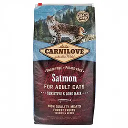 Сухий корм Carnilove Cat Salmon Sensitive & LongHair 6 кг з лососем для дорослих кішок з чутливим травлення - мініатюра 4