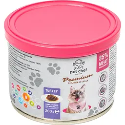 Вологий корм для дорослих котів Pet Chef Шматочки в желе з індичкою 200 г - мініатюра 2