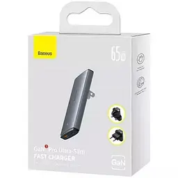 МЗП Baseus GaN5 Pro Ultra-Slim Fast Charger C+U 65W Gray With Xiaomini White Cable Type-C to Type-C 100W 20V/5A 1m CCGP150113 Black - мініатюра 7