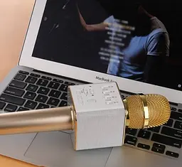 Портативний караоке мікрофон з підтримкою Bluetooth Q7 к7 2 динаміка бездротове dm karaoke ws 858 - мініатюра 3