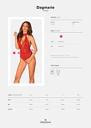 Боді Obsessive Dagmarie M/L червоний - мініатюра 7