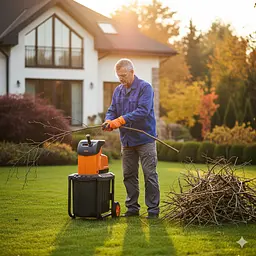 Подрібнювач садовий DS2800/45 KIT, 220В, 2800Вт, гілки до 45мм, ножі, контейнер 60л + подовжувач 10м помаранч. - мініатюра 4