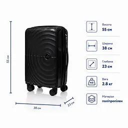 Валіза з розширенням Madisson 42203 мала 39л чорна (42203-S-Black) - мініатюра 2