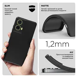 Чехол-накладка для смартфона Motorola G85 5G, противоударный, силиконовый, термополиуретановый (ТПУ), с защитой камеры и корпуса, черный, защита всего корпуса, ArmorStandart (ARM77296) - мініатюра 3