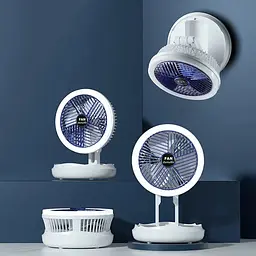 Настільний складний вентилятор Folding Fan 2in1 with Night Light White - мініатюра 4