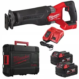 Пила шабельна акумуляторна безщіткова MILWAUKEE, M18 FHZ-502X (зарядний пристрій M12-18 FC, 2 акумулятори М18 В5 5Аг, полотно, H - мініатюра 2