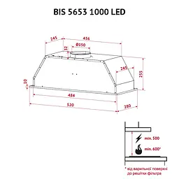 Витяжка повновбудована PERFELLI BIS 5653 I 1000 LED - мініатюра 12
