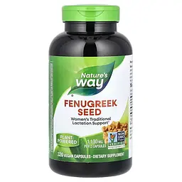 Пажитник, Fenugreek Seed, насіння, 1130 мг, 320 веганських капсул (565 мг на капсулу) Nature's Way vit0002492