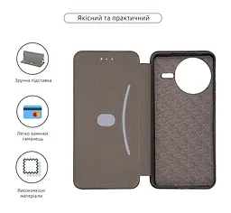 Чехол-книжка для Xiaomi Poco F7 Pro, G-Case, черный, кожаный чехол-книжка из экокожи (PU) и TPU, с магнитом, с подставкой и вместительным кардхолдером, противоударный, защита всего корпуса, ArmorStandart (ARM80356) - мініатюра 3