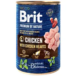 Вологий корм для собак Brit Premium By Nature Chicken with Hearts 400 г (курка)