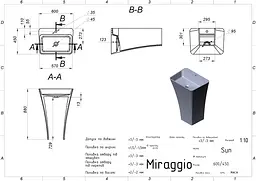 Умивальник Miraggio SUN (0002390) Miramarble, Глянцевий, Підлоговий/Пристінний, Білий - мініатюра 2