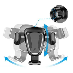 Автотримач для телефону магнітний BASEUS Gravity Car Mount захвах під вагою Чорний - мініатюра 2
