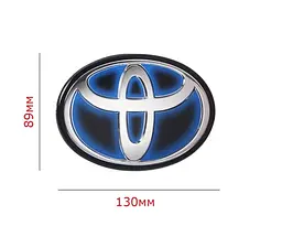 Емблема під склом Toyota Чорна із Синім Контуром 130х89 мм на скотчі (Завод) - мініатюра 2