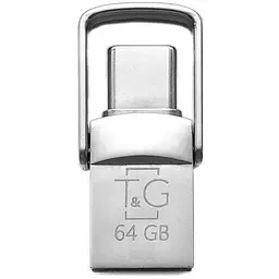 Флеш накопичувач USB 64Gb T&G Metal TG104 сріблястий Type-C / USB 2.0 (TG104TC-64G)