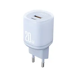 Мережевий зарядний пристрій XO L144(EU) PD20W 1USB-A+1USB-C Fast Charger Синій - мініатюра 3