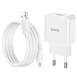 Адаптер мережевий HOCO Leisure Micro USB Cable single port charger C106A комплект зарядний білий - мініатюра 8
