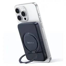 Зовнішній акумулятор Baseus PicoGo Qi2 Magnetic Power Bank with Rotatable Stand 5000mAh 20W Cosmic Black (with Simply Series Charging Cable Type-C (P10076802123-00) - мініатюра 2