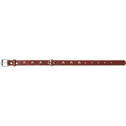 Нашийник одинарний Collar, з прикрасами, шкіра, 38-50х2,5 см, коричневий - мініатюра 4