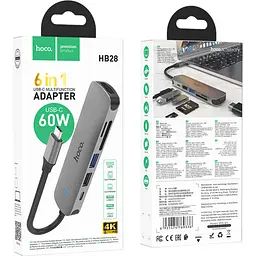 USB-хаб Hoco HB28 6-in-1 Metal Gray (769336) [169699] - мініатюра 6