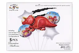 Фольгована кулька JS Balloon фігура "Трицератопсом" 5 шт наповнення повітрям або гелієм для тематичних вечірок Різнокольоровий - мініатюра 4