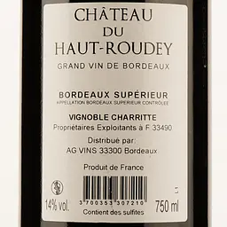 Вино Château Du Haut Roudey Bordeaux Superieur AOP, червоне, сух, 0,75 л - мініатюра 3