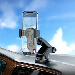 Автоутримувач для телефону Hoco CA104 гравітаційний ABS пластик і силікон з поворотом 360° Чорний Сірий - мініатюра 7