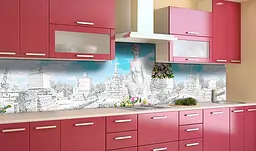 Кухонний фартух Мармурове місто вінілова наклейка ПВХ скульптури Блакитний Happy Pocket Z181372 - мініатюра 2