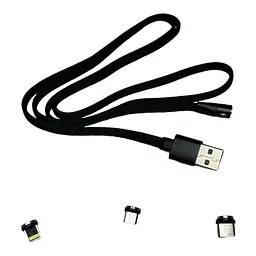 Магнітний USB кабель Remax RC-169th magnetic 3 in 1 black (1756375580) - мініатюра 2