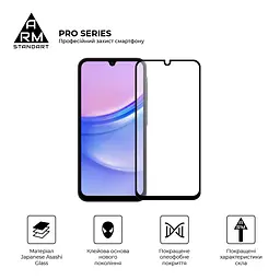 Захисне скло на Samsung Galaxy A15 4G (A155) з олеофобним покриттям, Pro, повне проклеювання, антистатичний і пиловідштовхуючий шар, 9H, самоклеючеся, 2.5D, на весь екран, антистатичний клей, ArmorStandart (ARM74659) - мініатюра 2