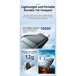 Перехідник HDMI F to USB-C M 4K60Hz Essager (EZJHD60-MJ0G-P) - мініатюра 6